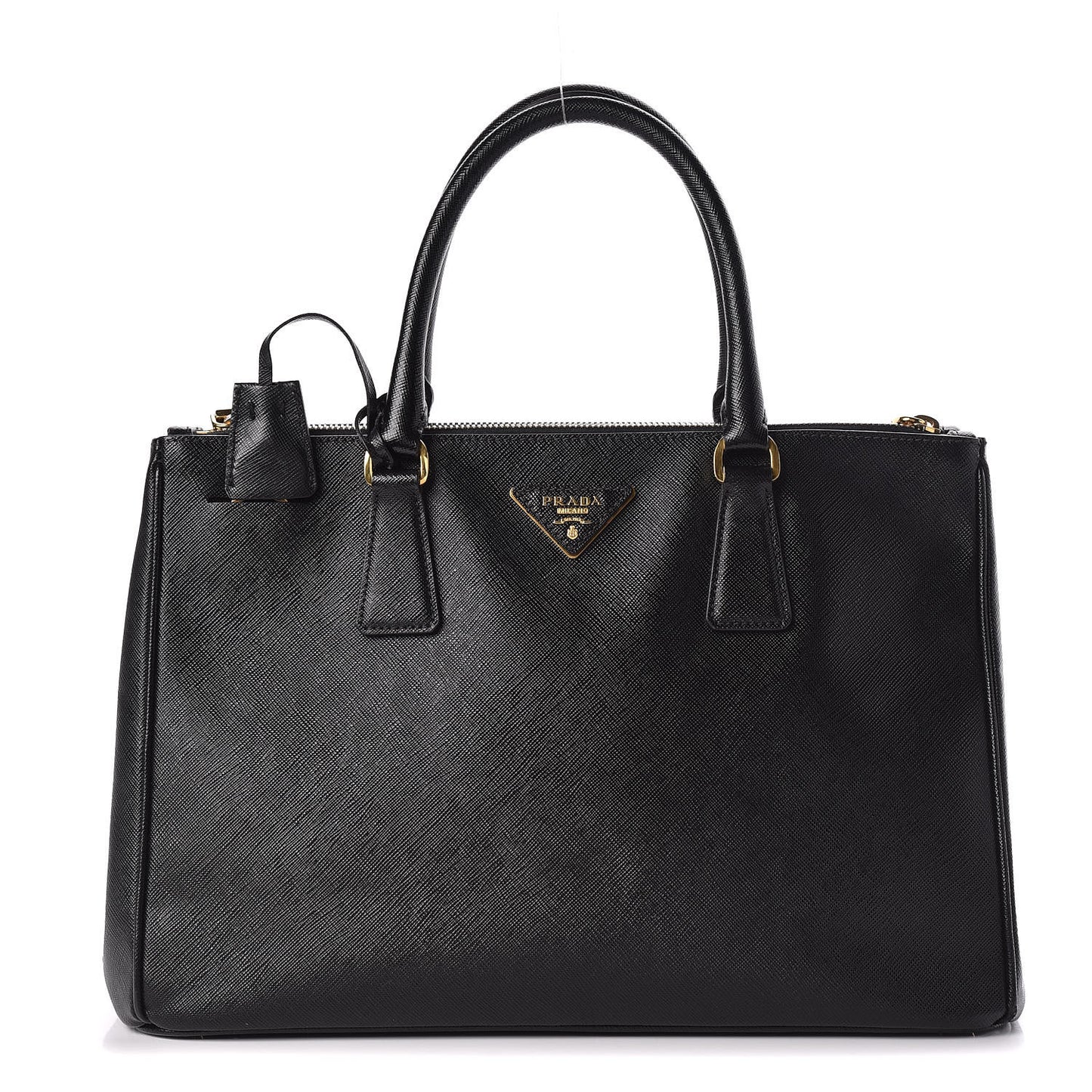 Saffiano Medium Galleria Double Zip Tote Black