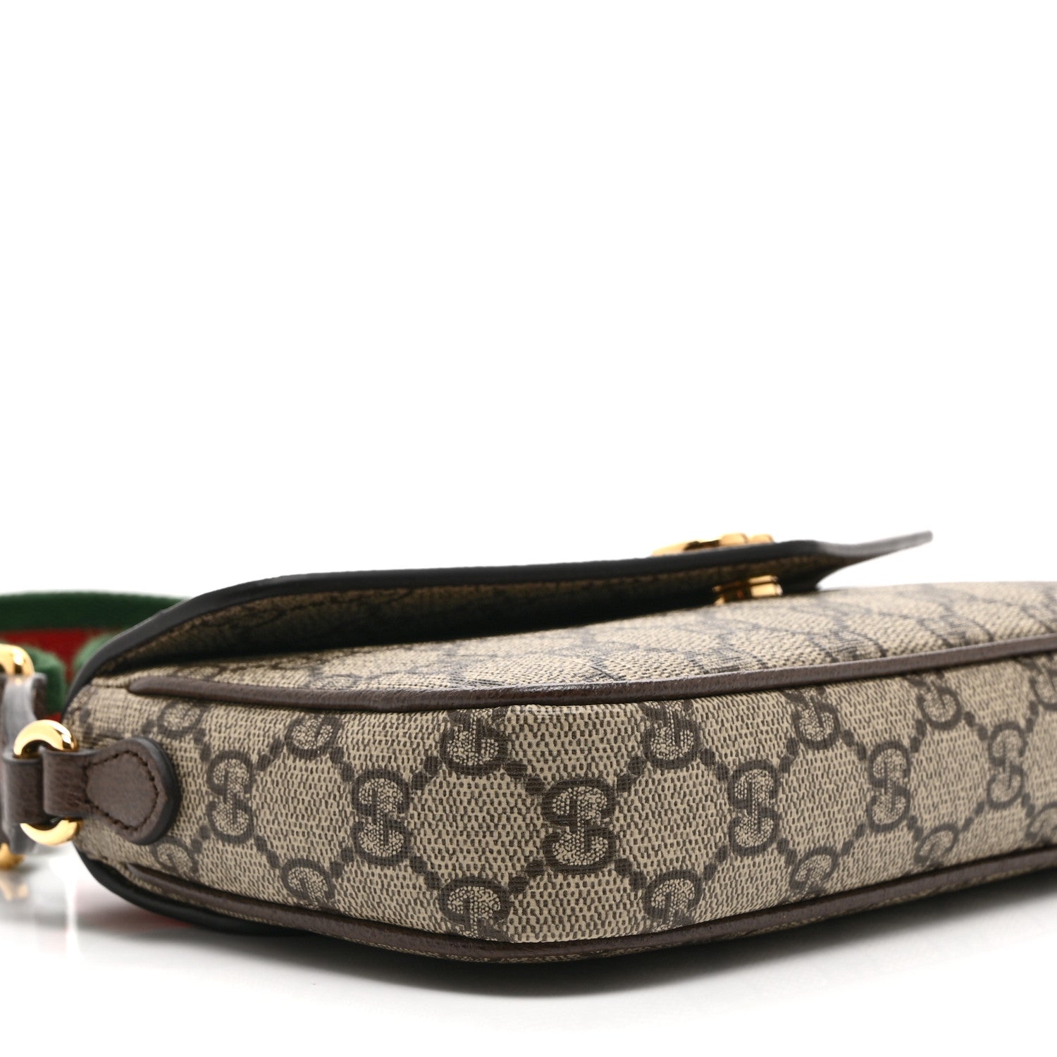 Gucci GG Supreme Monogram Textured Dollar Calfskin Web Mini Ophidia Envelope Shoulder Bag Beige Ebony 9 of 10