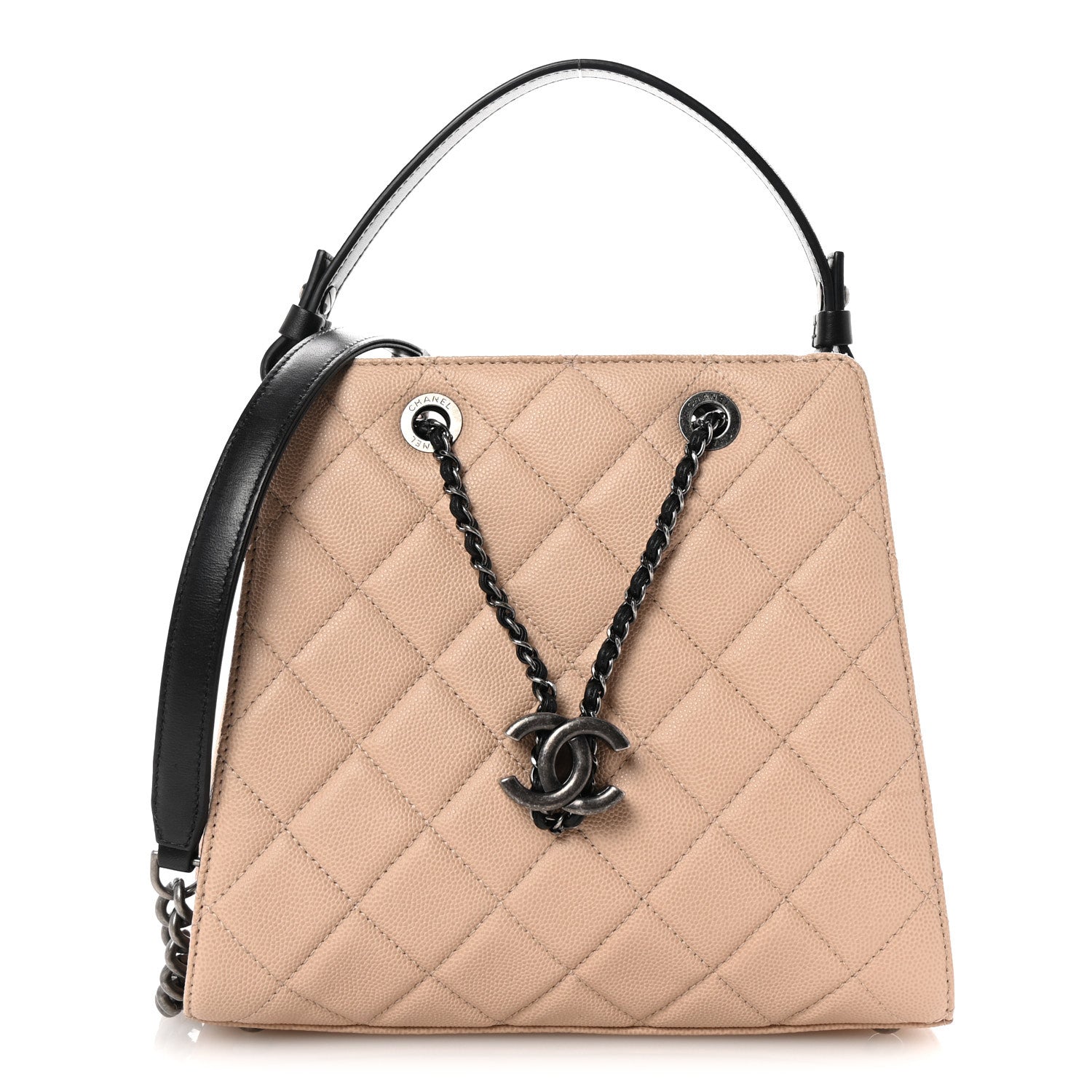 Chanel Caviar Quilted Small CC Bucket Bag Beige 1 of 10