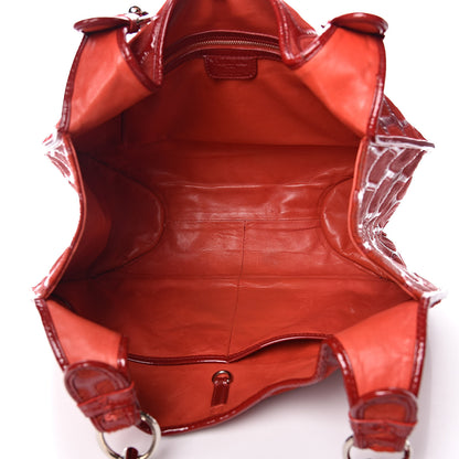 Christian Dior Pony Hair Patent 61 Tote Red 5 of 11
