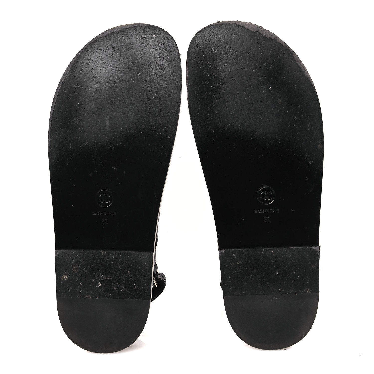 Chanel Lambskin Velcro Dad Sandals 39 Black 7 of 10