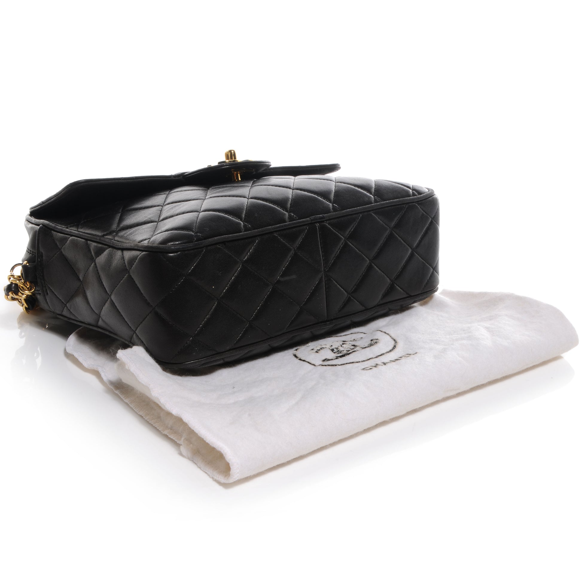 Chanel Lambskin Quilted Flap Camera Tassel Case Black 4 of 9