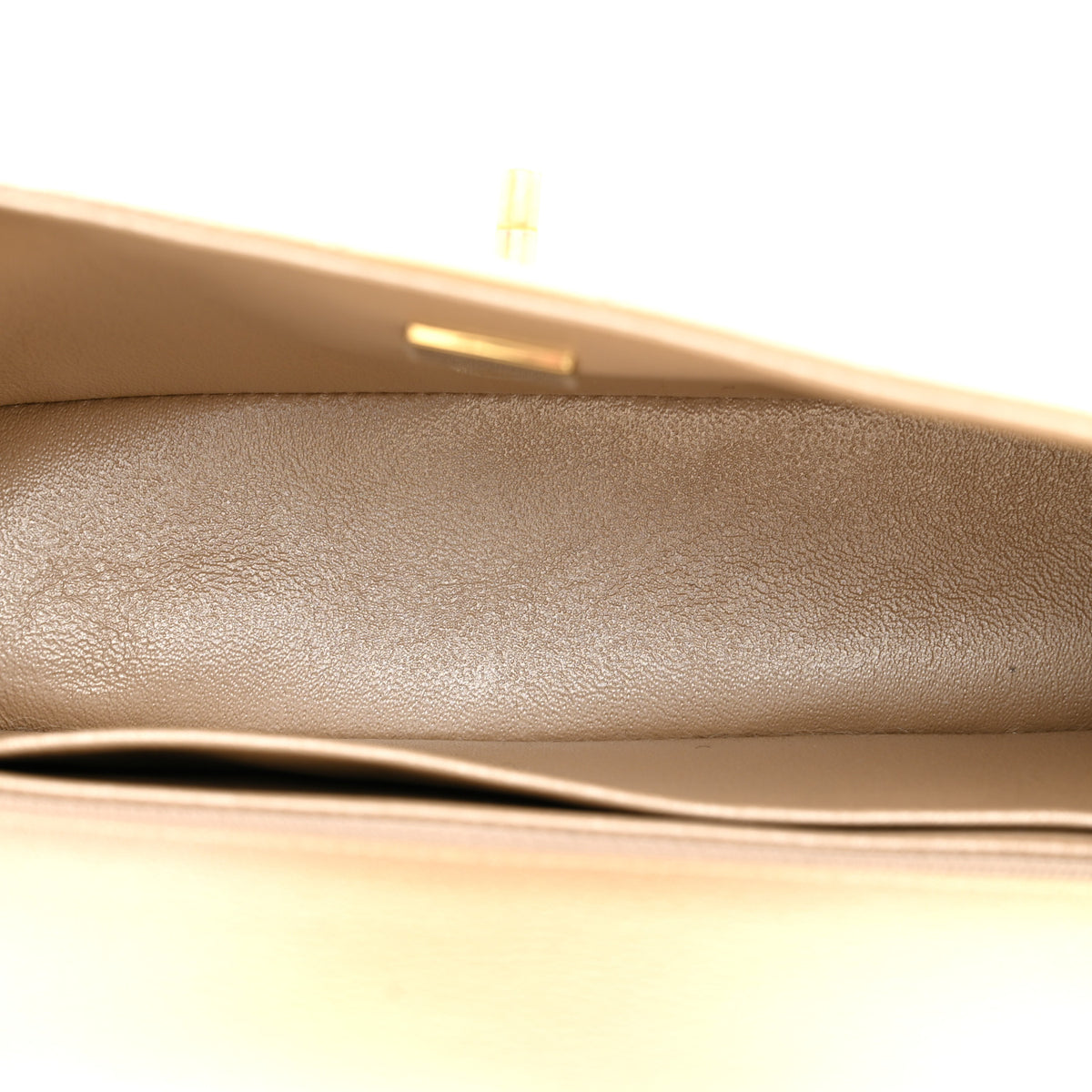Metallic Goatskin Quilted Mini Rectangular Flap Gold