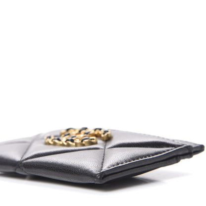 Chanel Shiny Goatskin Quilted Chanel 19 Card Holder Black 7 of 11