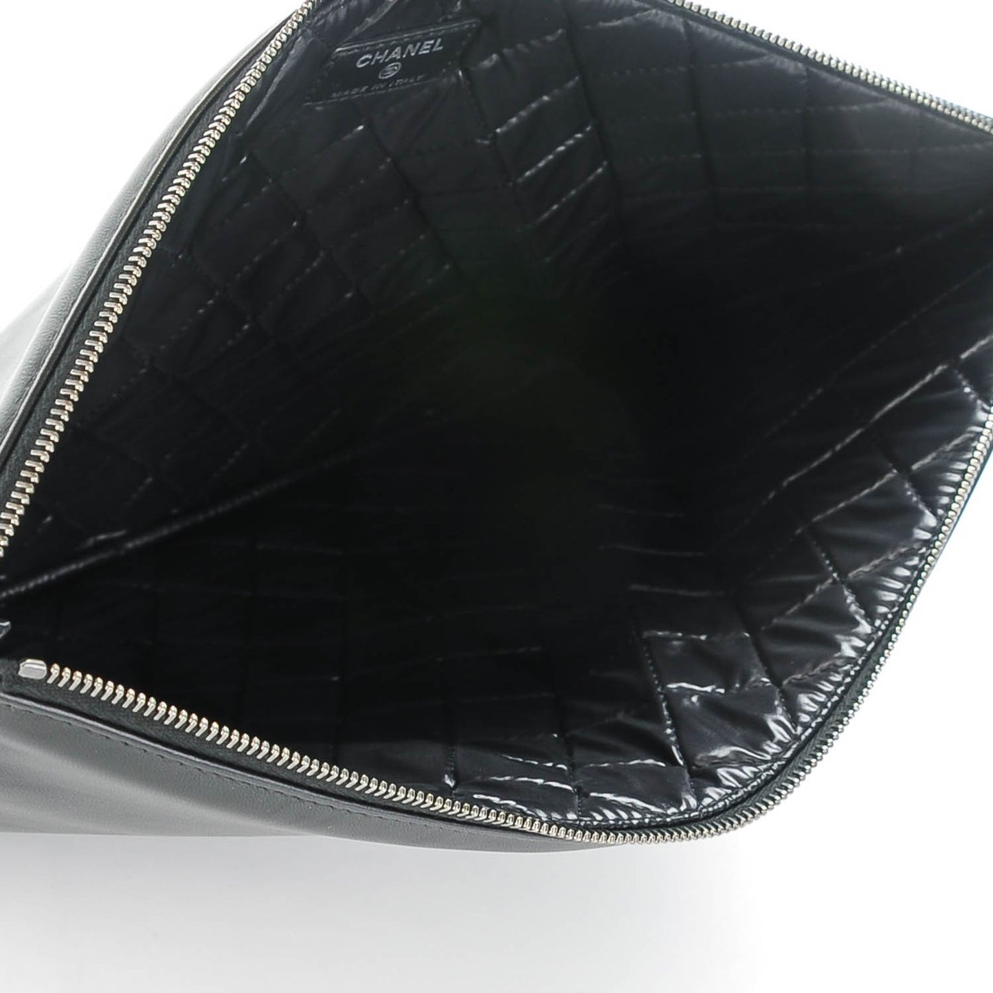 Lambskin Patent Quilted Large Cosmetic Case Black