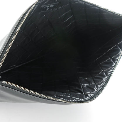 Chanel Lambskin Patent Quilted Large Cosmetic Case Black 5 of 7
