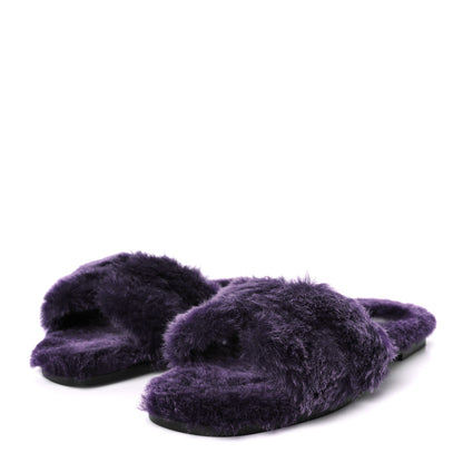 Hermes Woolskin Oran Sandals 38.5 Violet Fonce 4 of 8