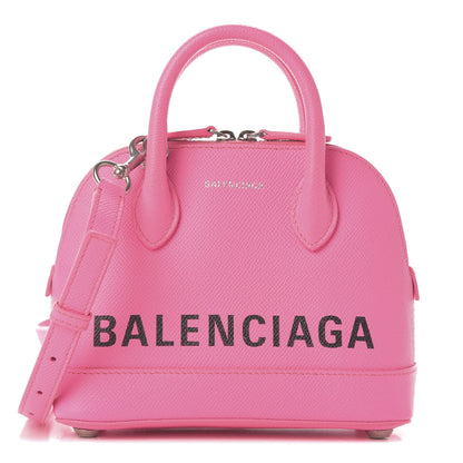 Balenciaga Signature Grained Calfskin Logo XXS Ville Top Handle Bag Acid Pink Black 1 of 9