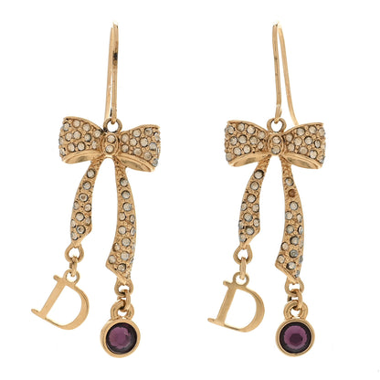 Christian Dior Crystal Bow Earrings Gold 1 of 6
