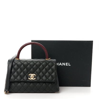 Chanel Caviar Lizard Embossed Quilted Small Coco Handle Flap Black 12 of 12