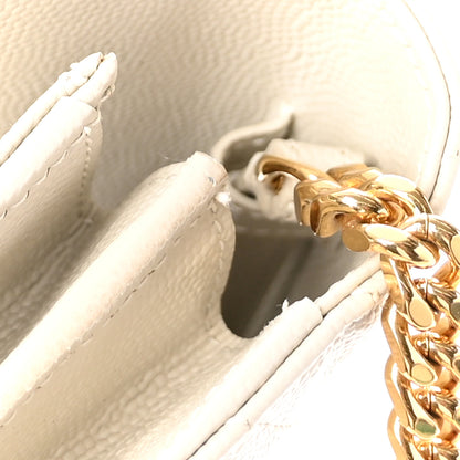 Saint Laurent Grain De Poudre Matelasse Chevron Monogram Chain Wallet Crema Soft 11 of 12