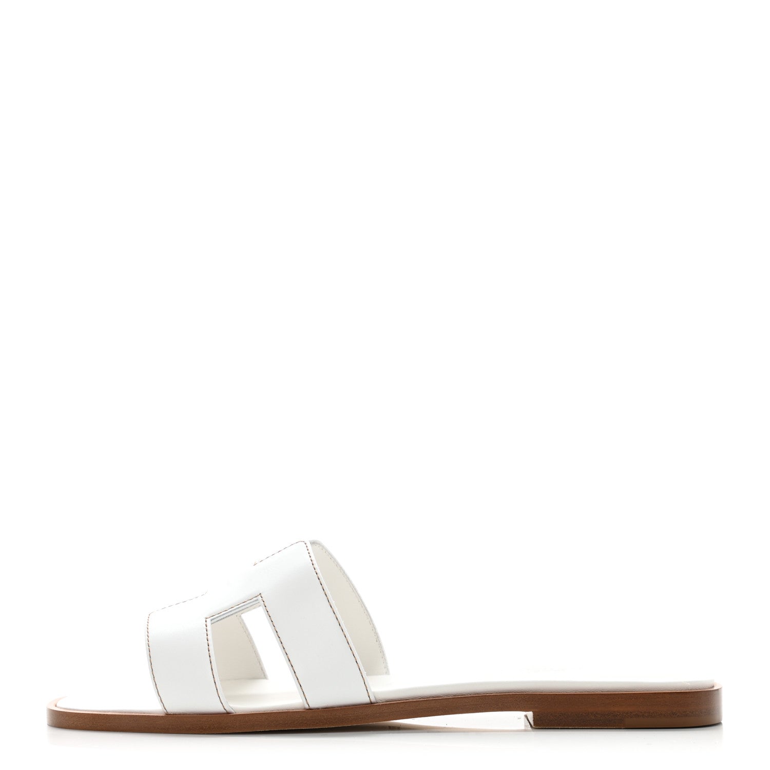 Hermes Box Calfskin Oran Sandals 37.5 White 1 of 9
