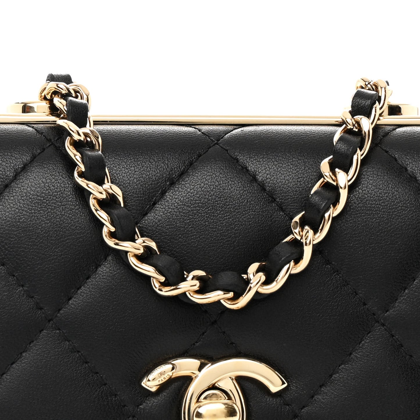 Lambskin Quilted Mini Trendy CC Chain Wallet Black