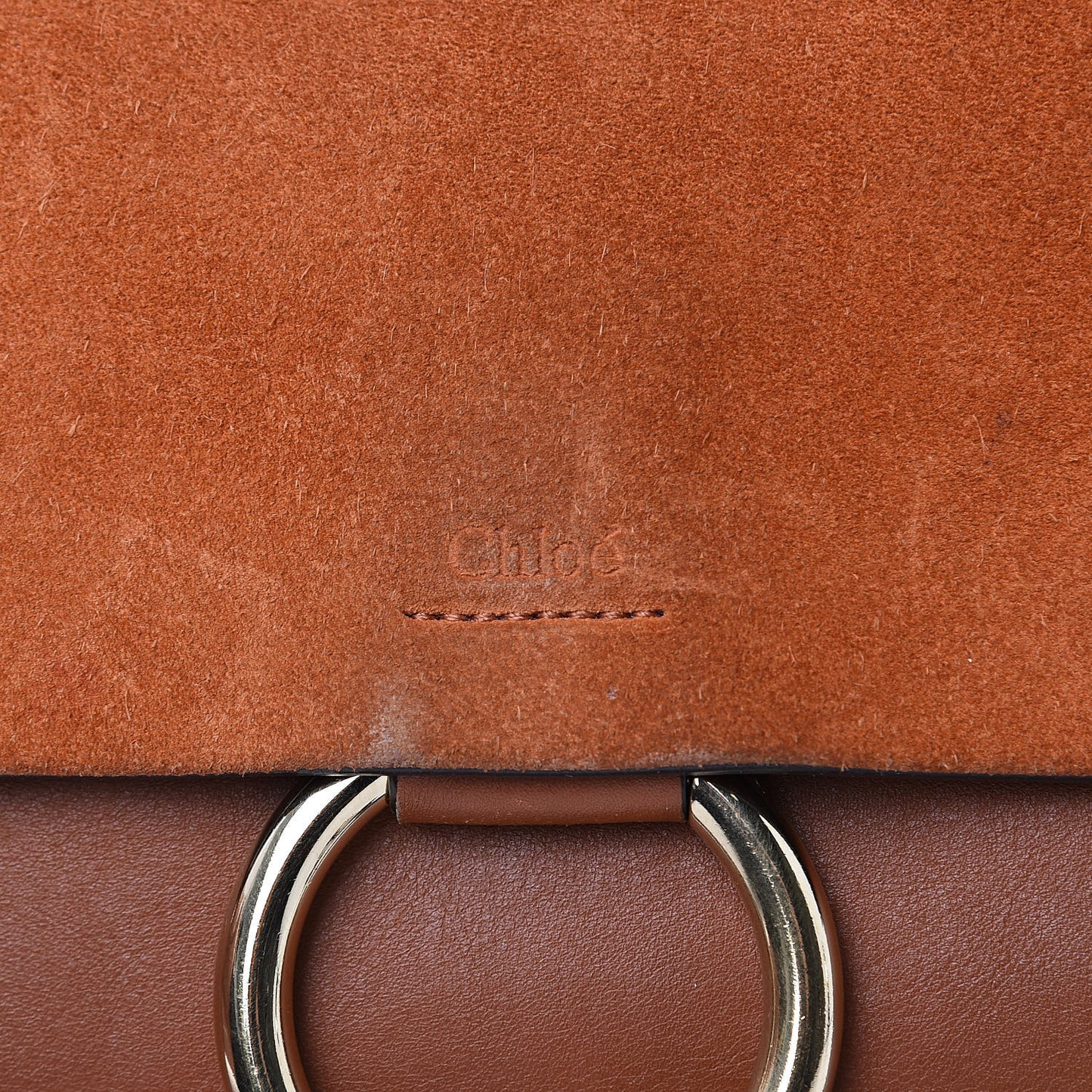 Suede Calfskin Small Faye Shoulder Bag Tobacco