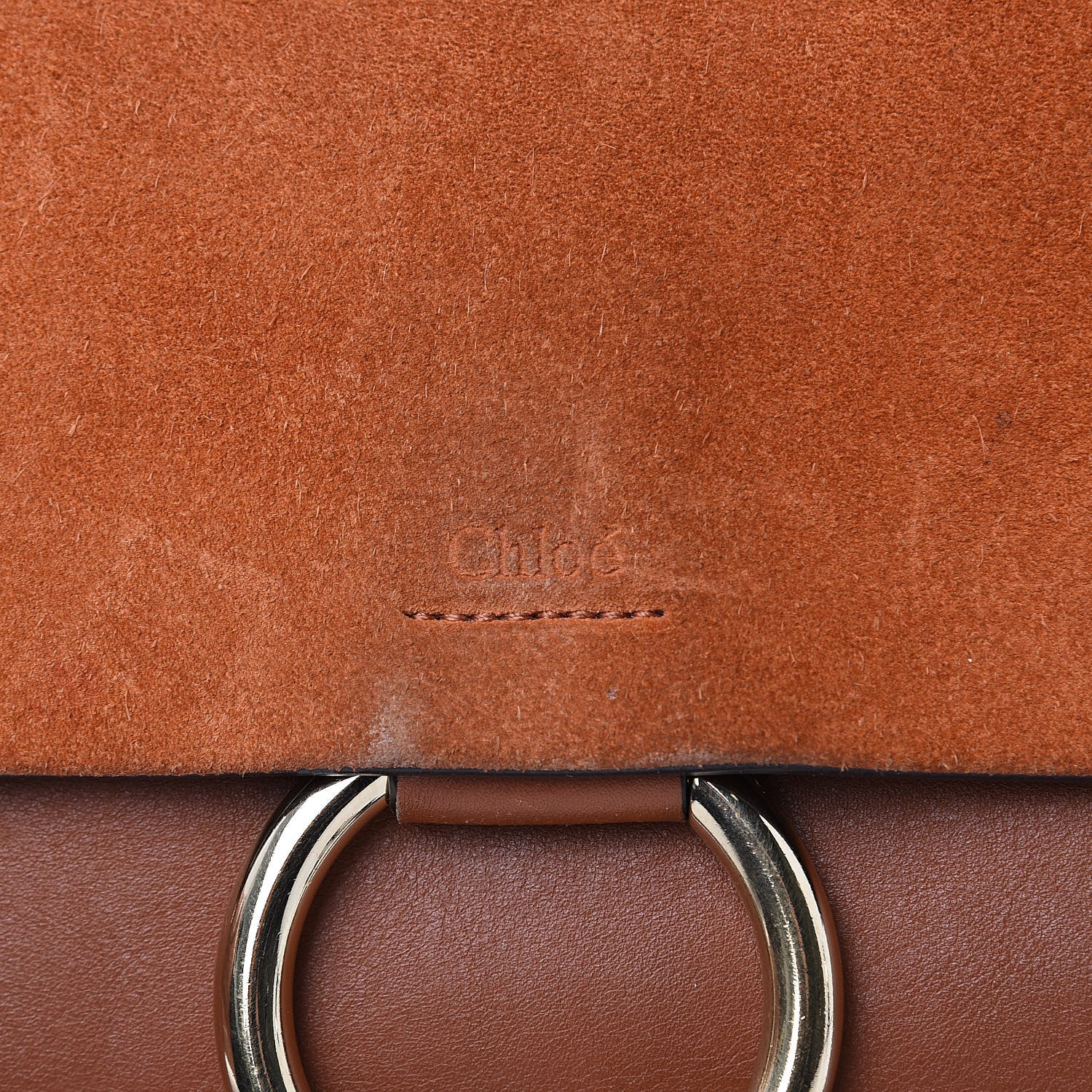 Chloe Suede Calfskin Small Faye Shoulder Bag Tobacco 12 of 17