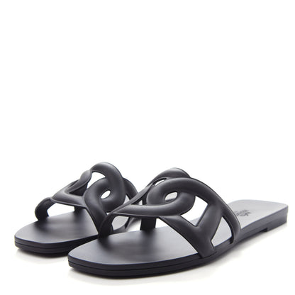 Hermes Rubber Aloha Sandals 36 Black 3 of 11