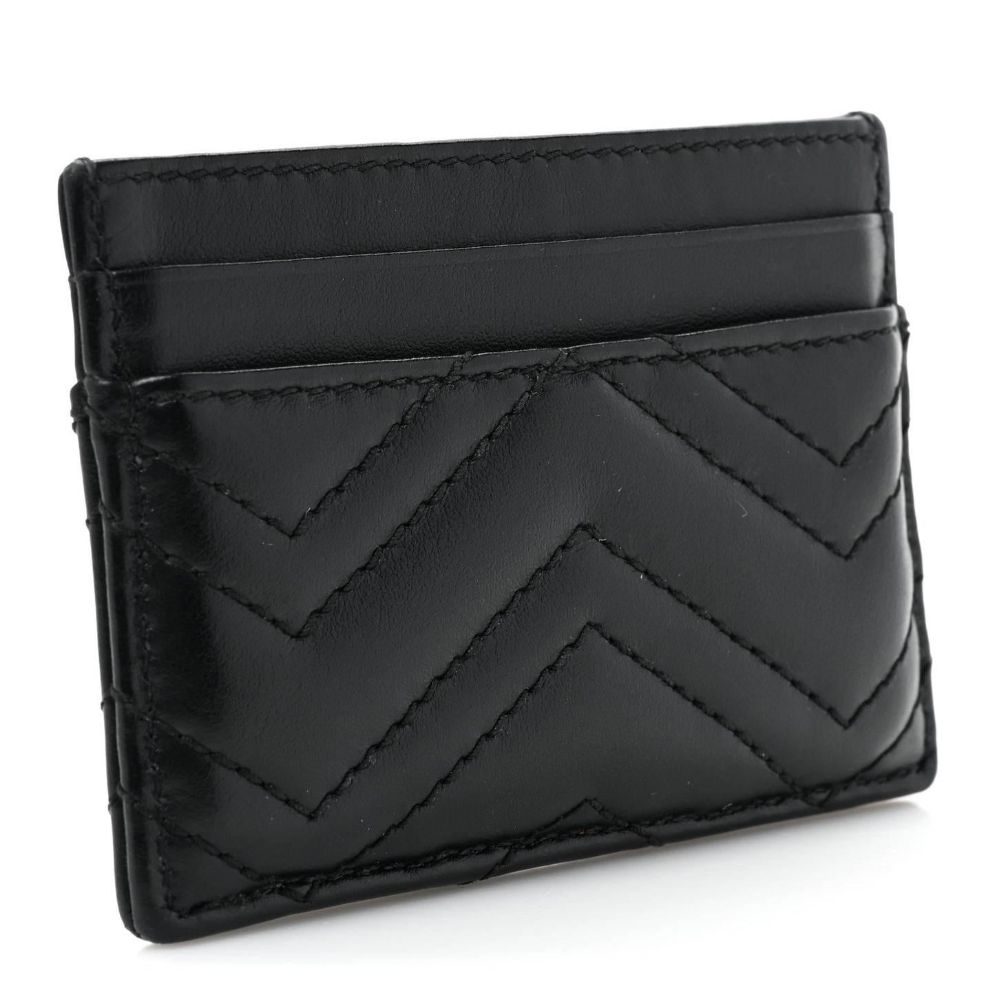 Calfskin Matelasse GG Marmont Card Holder Black