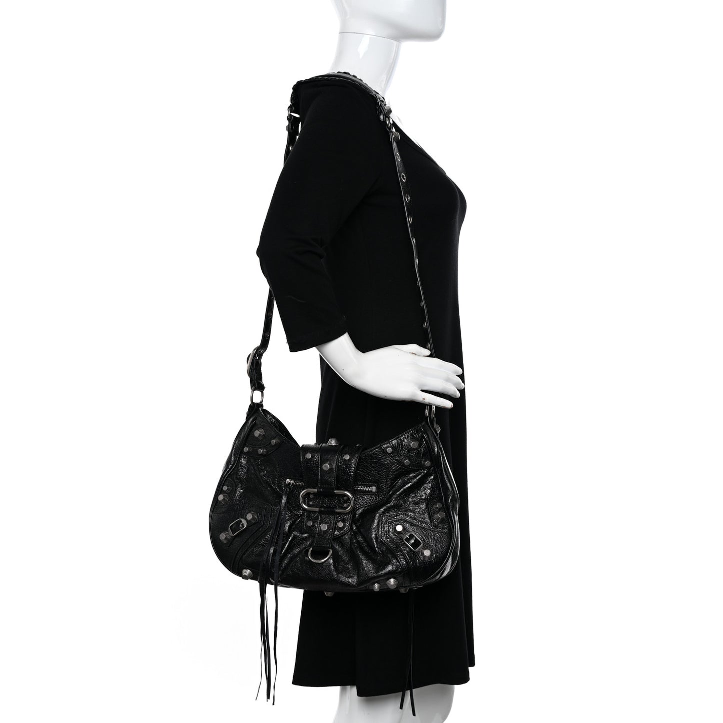 Agneau Arena Medium Le Cagole Shoulder Bag Black