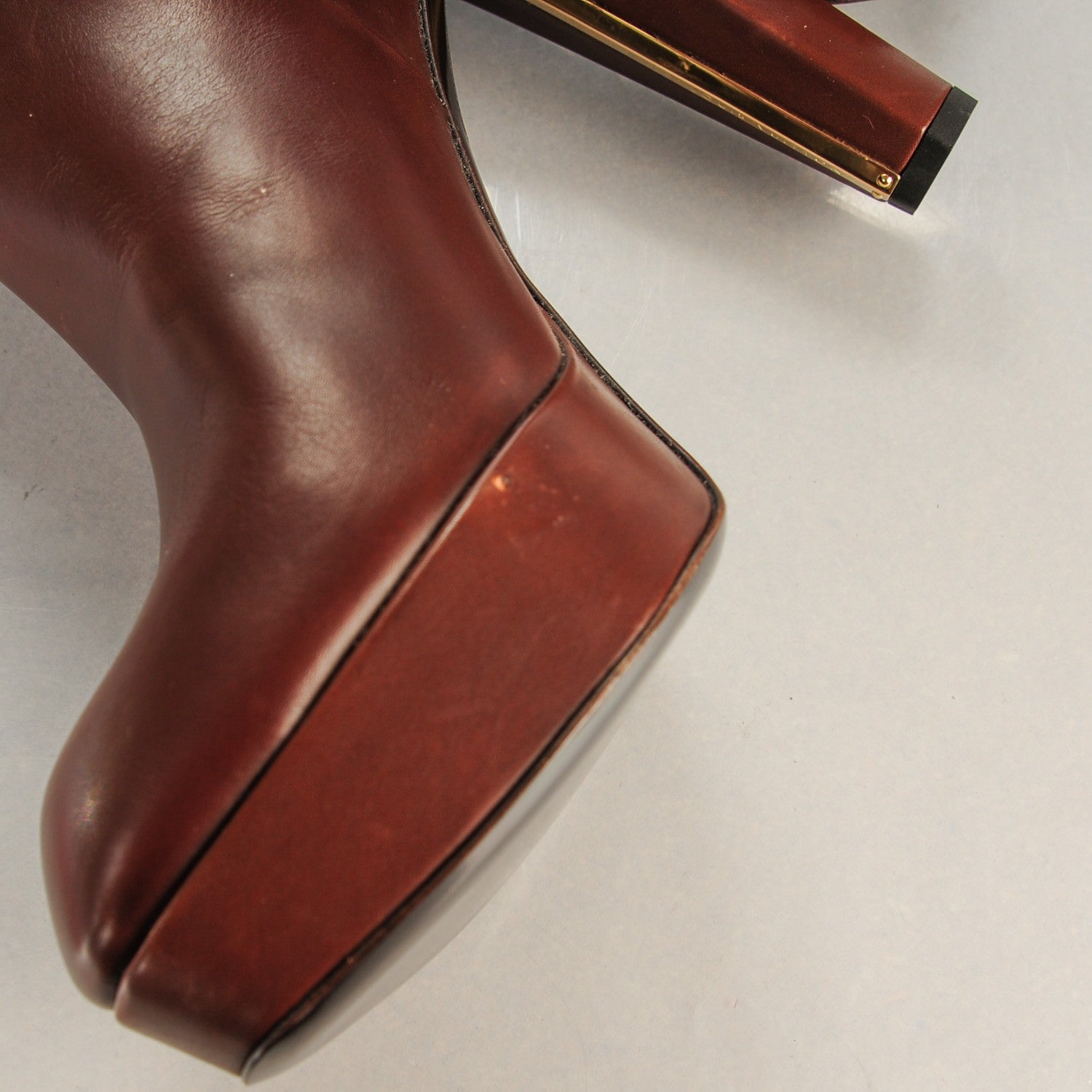 Louis Vuitton Calfskin Suede Monogram Over The Knee Heeled Boots 39 Brown 10 of 10