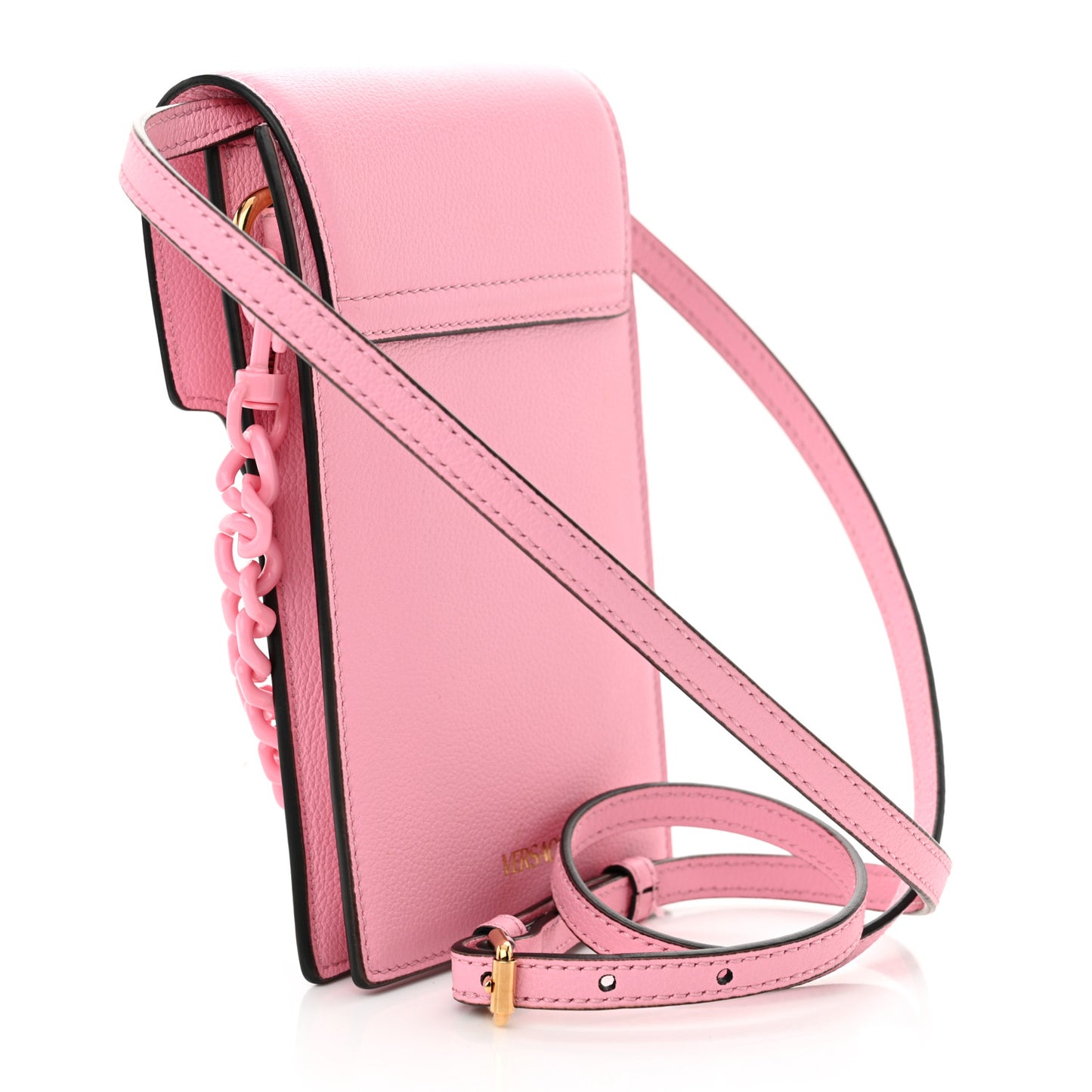 Calfskin La Medusa Chain Crossbody Phone Pouch Pink