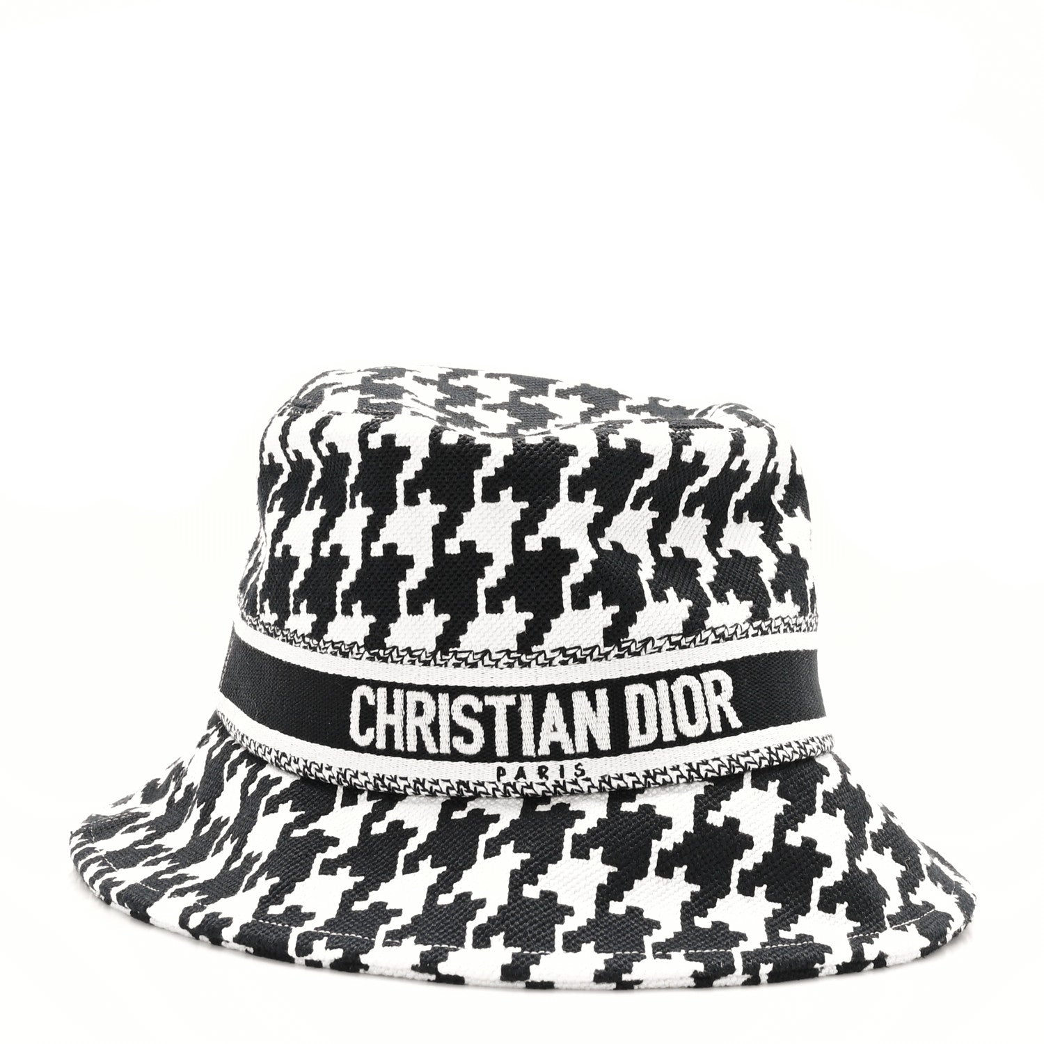Christian Dior Pied De Poule Bucket Hat 57 Black White 1 of 7