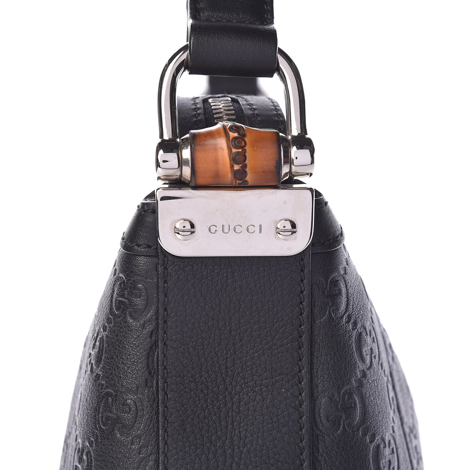 Gucci Guccissima Large Bamboo D-Ring Hobo Black 8 of 12