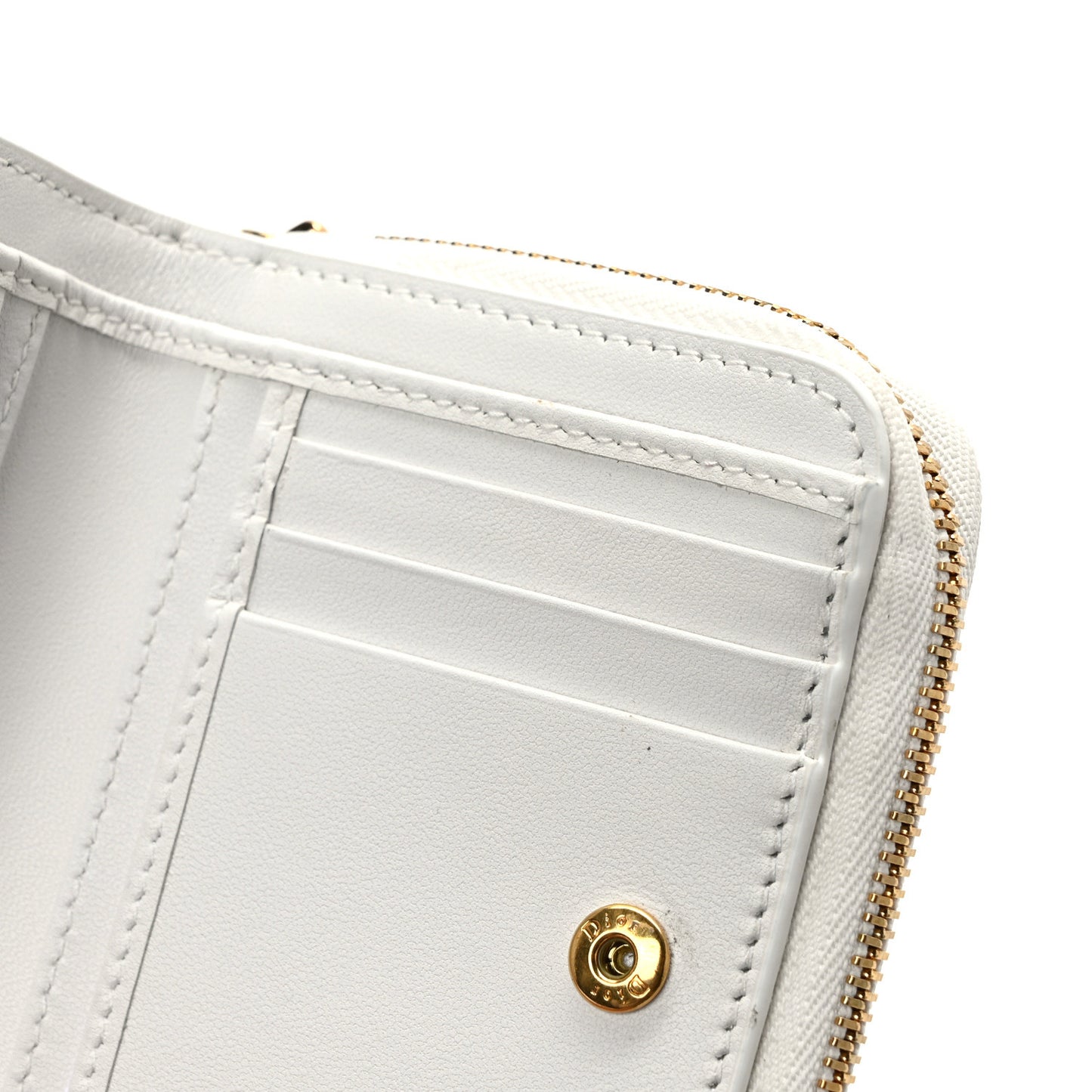 Calfskin Caro Freesia Zipped Wallet White Multicolor