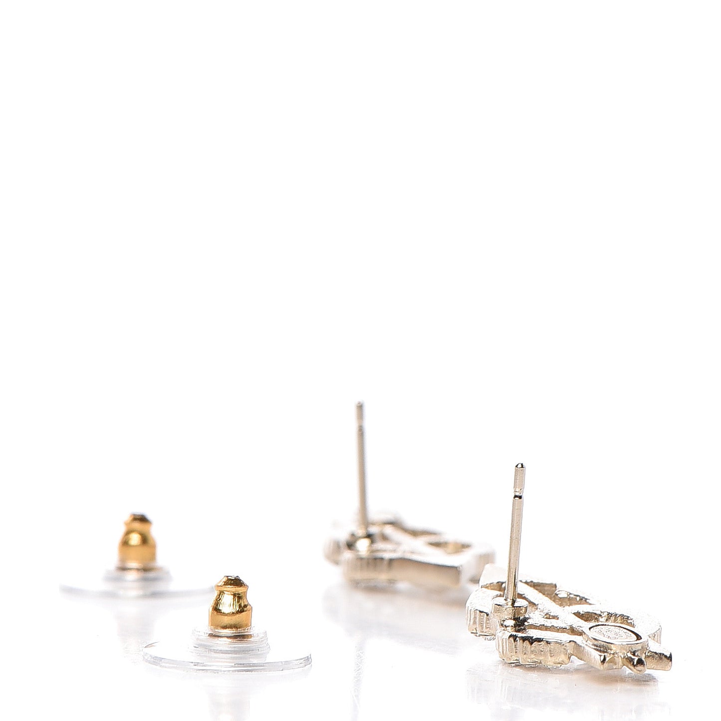 Metal Crystal CC Arrow Earrings Gold