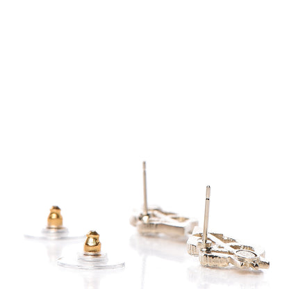 Chanel Metal Crystal CC Arrow Earrings Gold 3 of 5