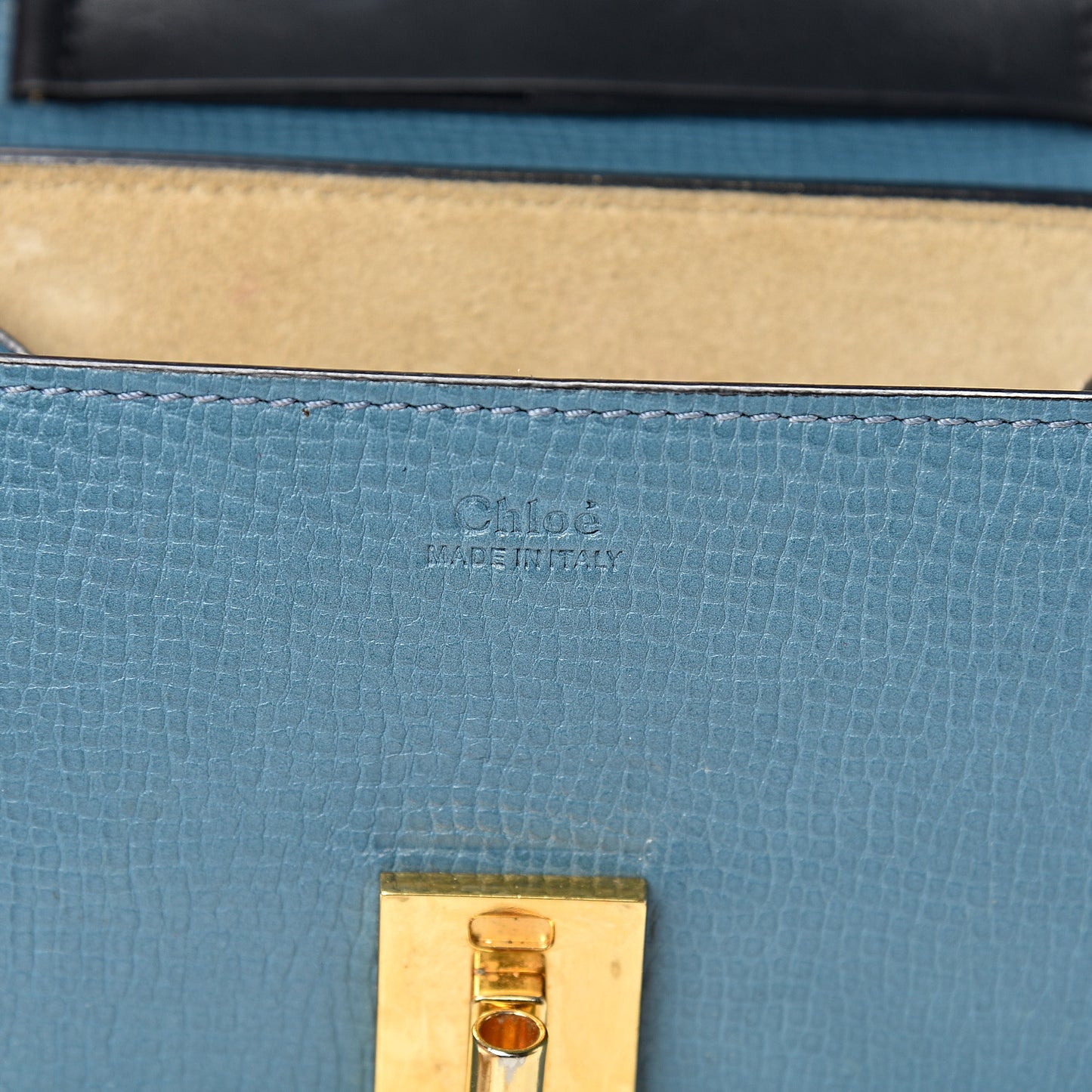 Grained Calfskin Lambskin Mini Bi-Color Drew Shoulder Bag Blue Black