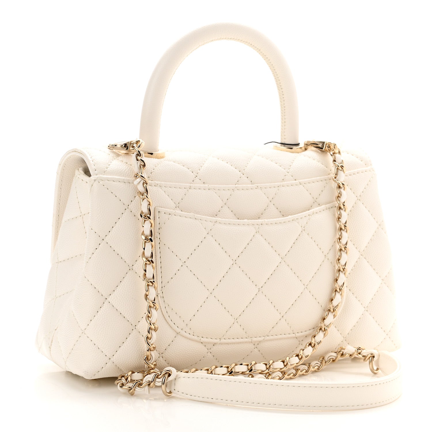 Chanel Caviar Quilted Mini Coco Handle Flap White 3 of 11
