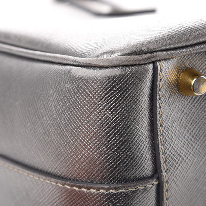 Prada Metallic Saffiano Lux Bowler Silver 12 of 23