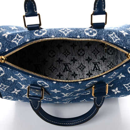 Louis Vuitton Monogram Jacquard Denim Speedy Bandouliere 25 Bleu 5 of 10
