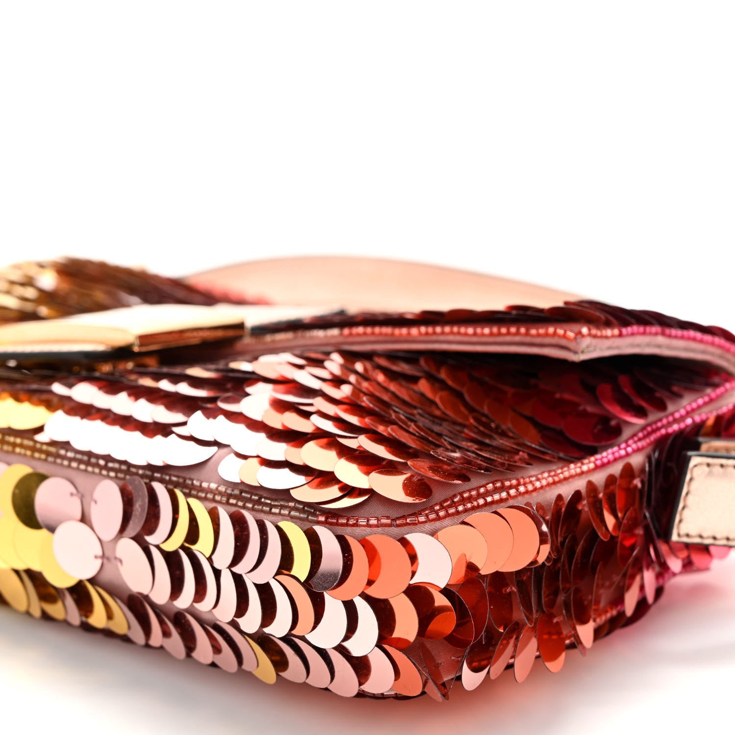 Fendi Sequin Paillettes Vitello Laminato Striped Baguette 1997 Multicolor 9 of 9