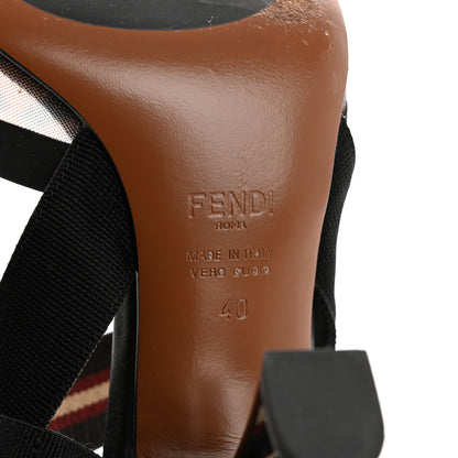 Fendi Technical Mesh FF Colibri 85mm Slingback Pumps 40 Tobacco Moro Bordeaux Black Militare 8 of 11