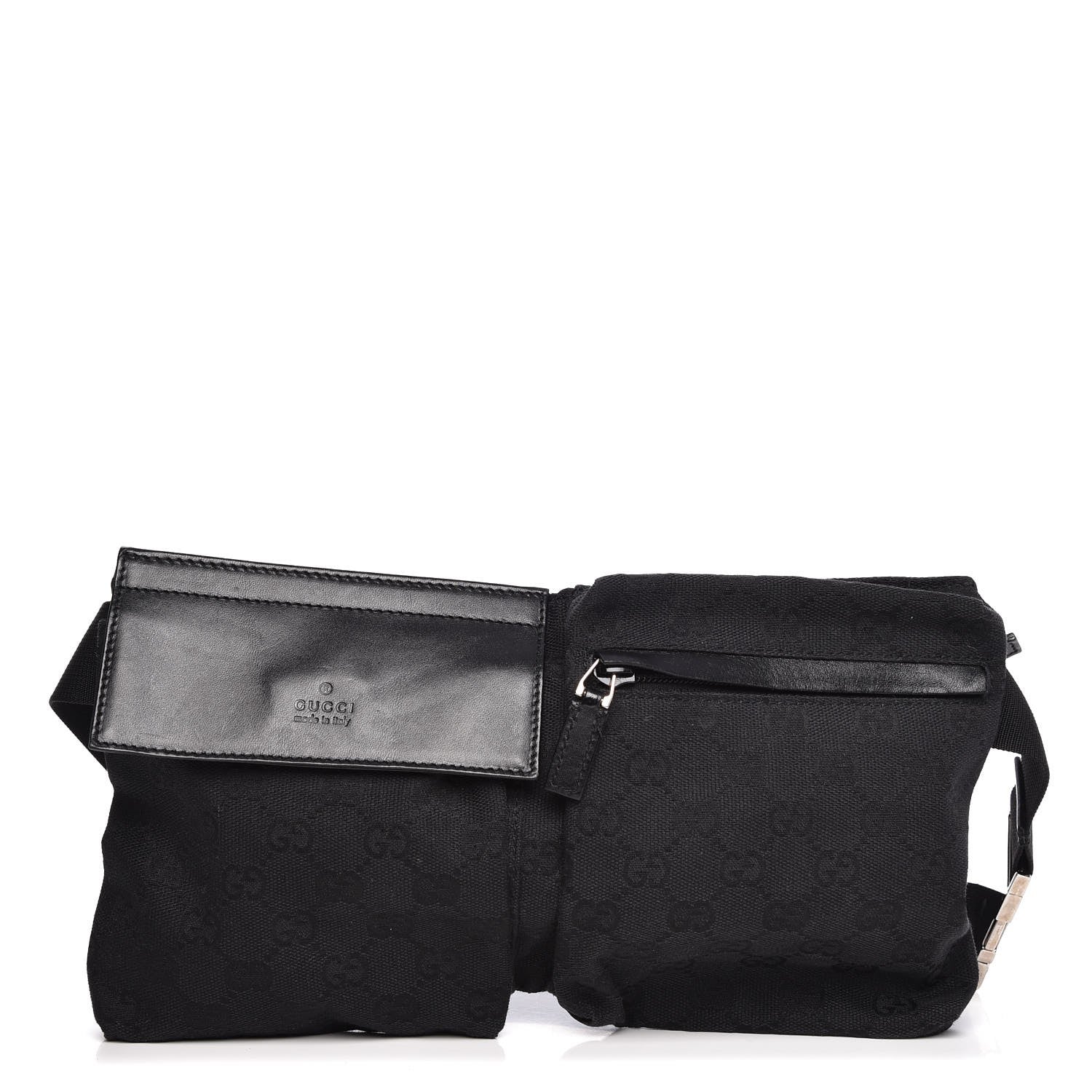 Gucci GG Monogram Double Pocket Belt Bag Black 1 of 8