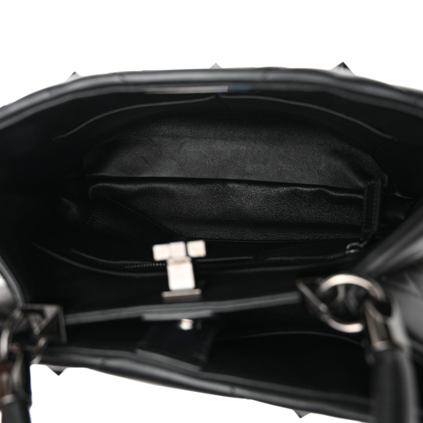 Nappa Monochrome Roman Stud The Handle Bag Black