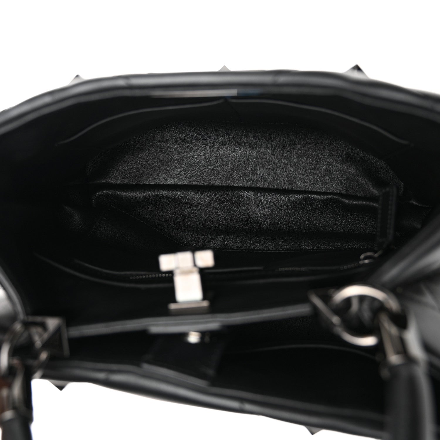 Valentino Garavani Nappa Monochrome Roman Stud The Handle Bag Black 6 of 12
