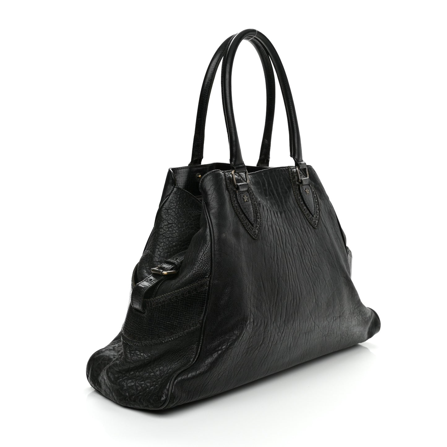 Distressed Lambskin Large Bag De Jour Tote Black