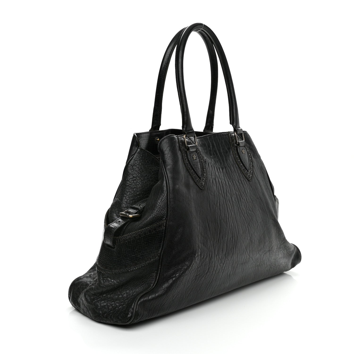 Fendi Distressed Lambskin Large Bag De Jour Tote Black 3 of 24