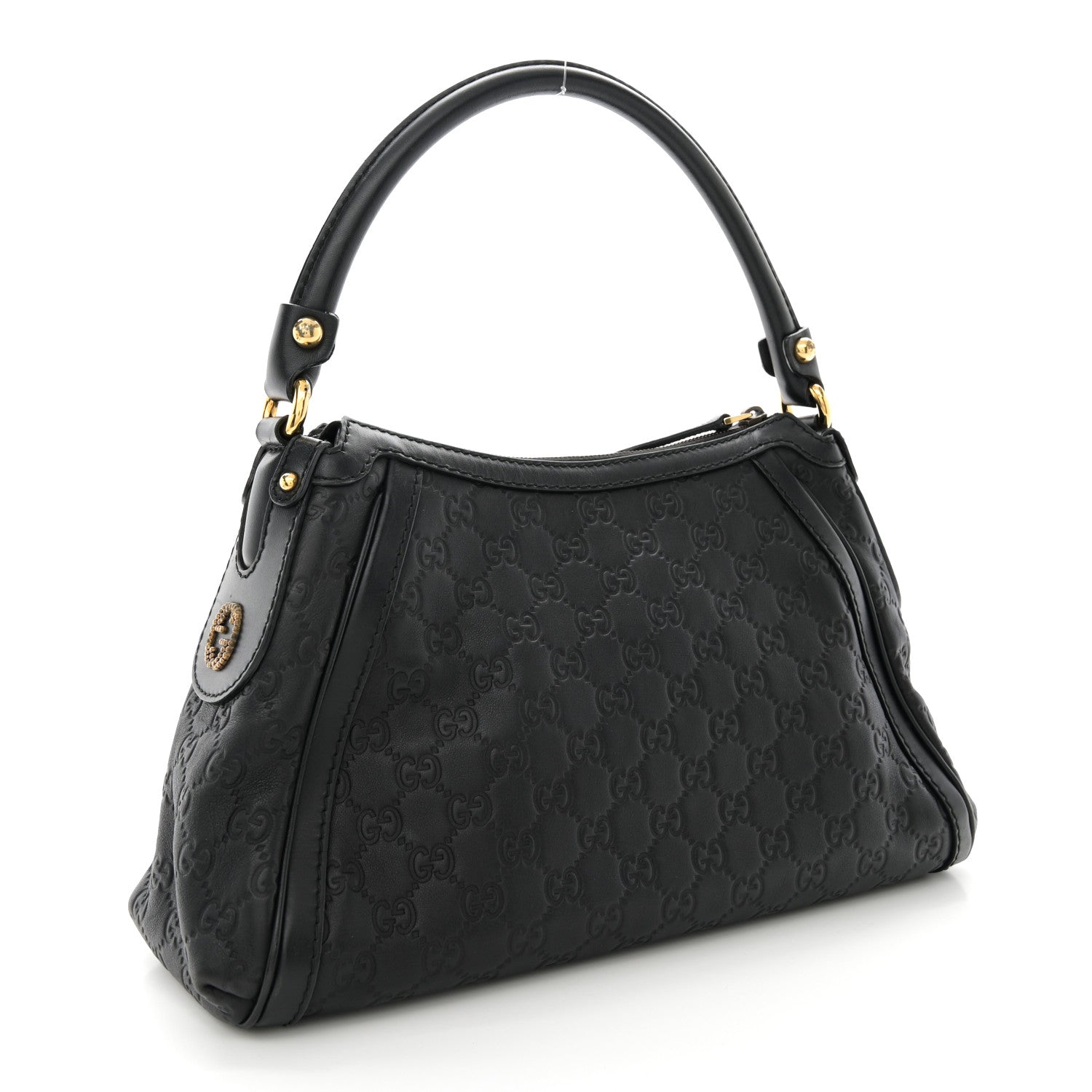 Gucci Guccissima Small Scarlett Studded Interlocking G Hobo Black 3 of 15