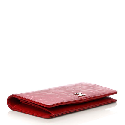 Chanel Patent Camellia Embossed Yen Wallet Red 4 of 8