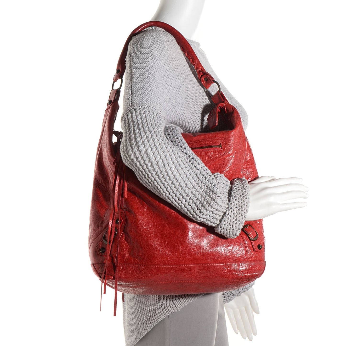 Chevre Classic Hardware Day Hobo Rouge Vermillon