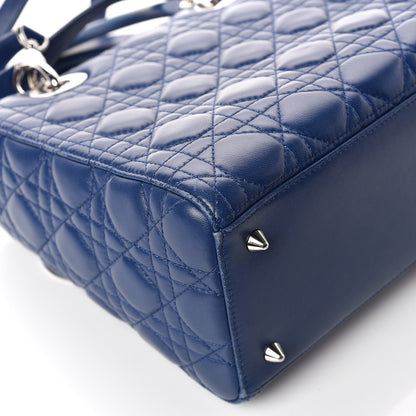 Christian Dior Lambskin Cannage Medium Lady Dior Navy 13 of 17