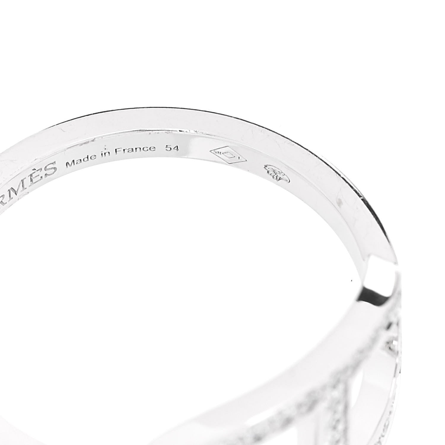 Hermes 18K White Gold Diamond MM Chaine d'Ancre Contour Ring 54 6.75 5 of 6