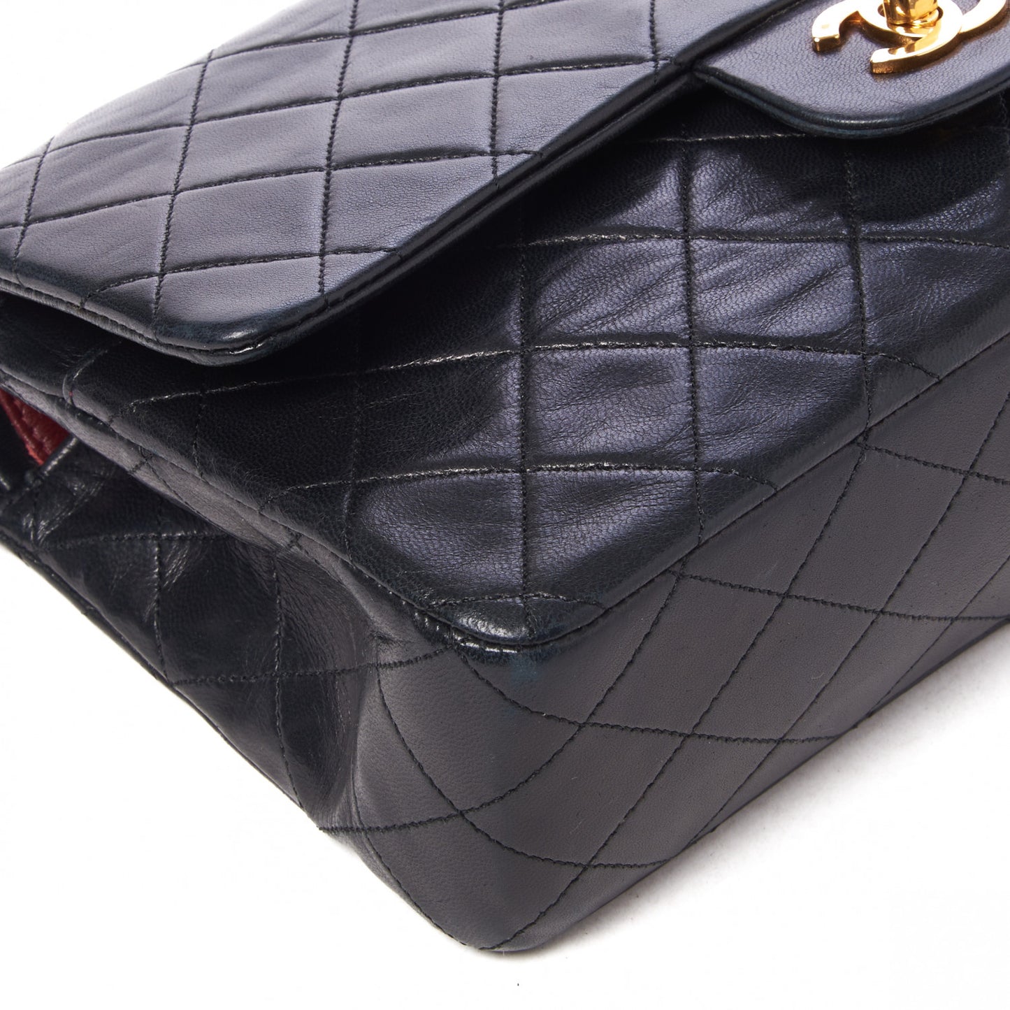 Lambskin Quilted Medium Double Flap Black