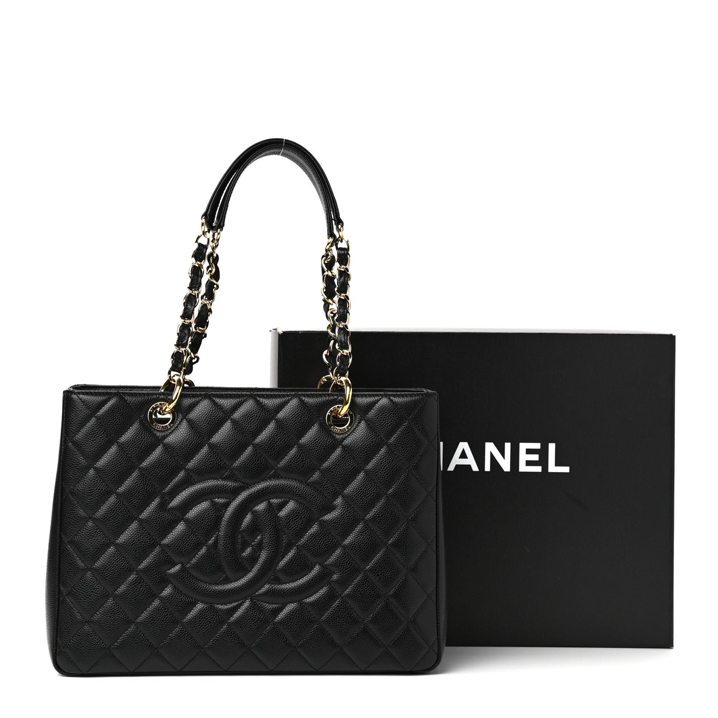 Caviar Quilted Grand Shopping Tote GST Black