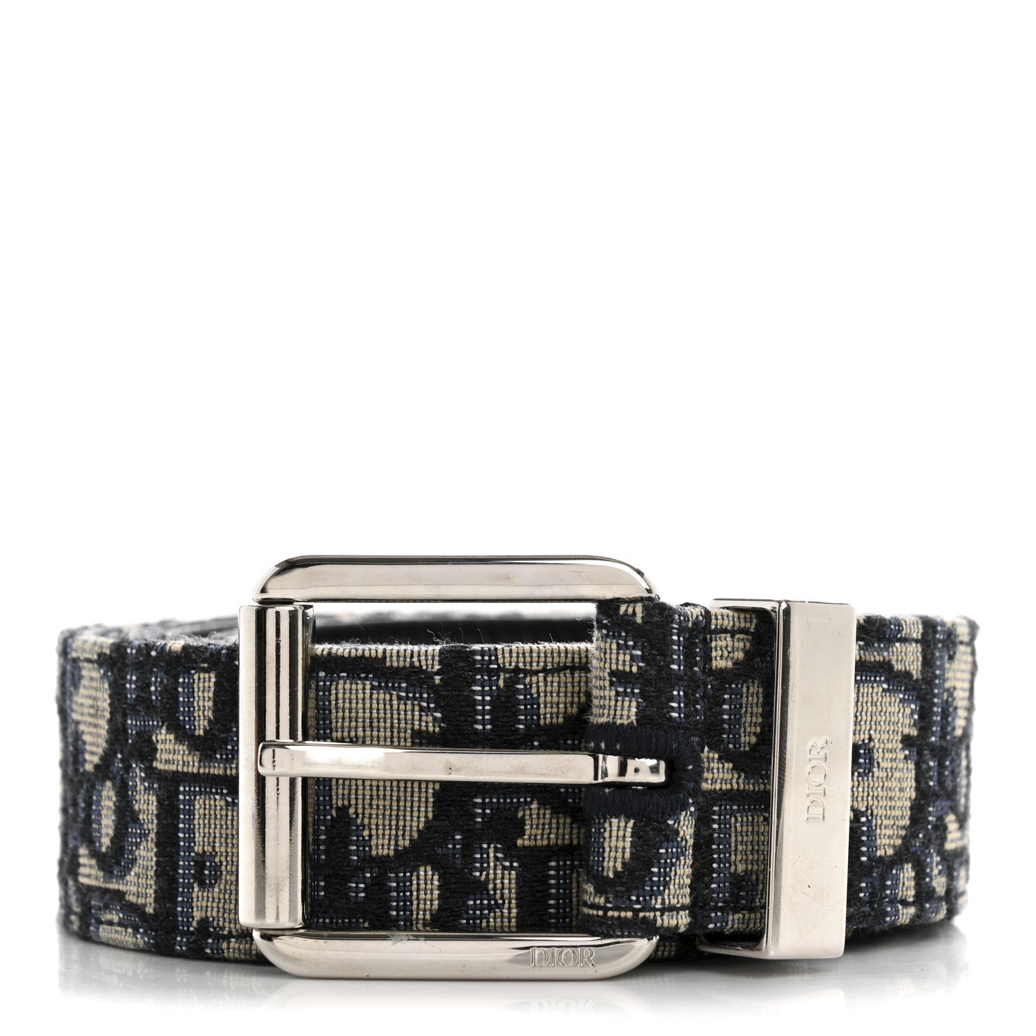 Christian Dior Oblique 35mm Belt 100 40 Beige Blue 1 of 8