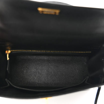 Hermes Madame Calfskin Shiny Niloticus Crocodile Kelly Sellier Touch 25 Black 5 of 12