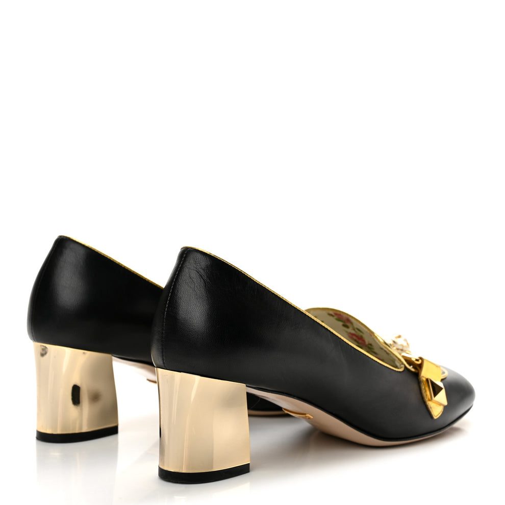 Gucci Malaga Kid Nappa GG Supreme Monogram Tiger Head Mid Heel Loafer ...